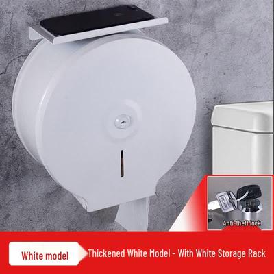 Wall-Mounted 304 Stainless Steel Large Roll Paper Holder with Phone Shelf