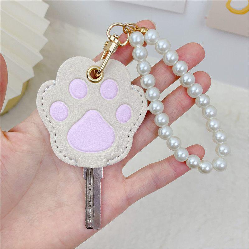 Personalized Cat Paw Keychain: Cute Women's Access Card Holder & Key Cover for Home and Vehicle