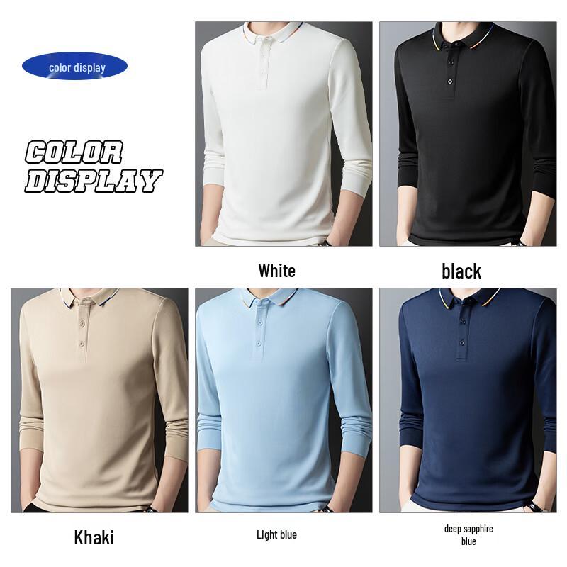 Romon Men's Classic Business Casual Long Sleeve Polo Shirt