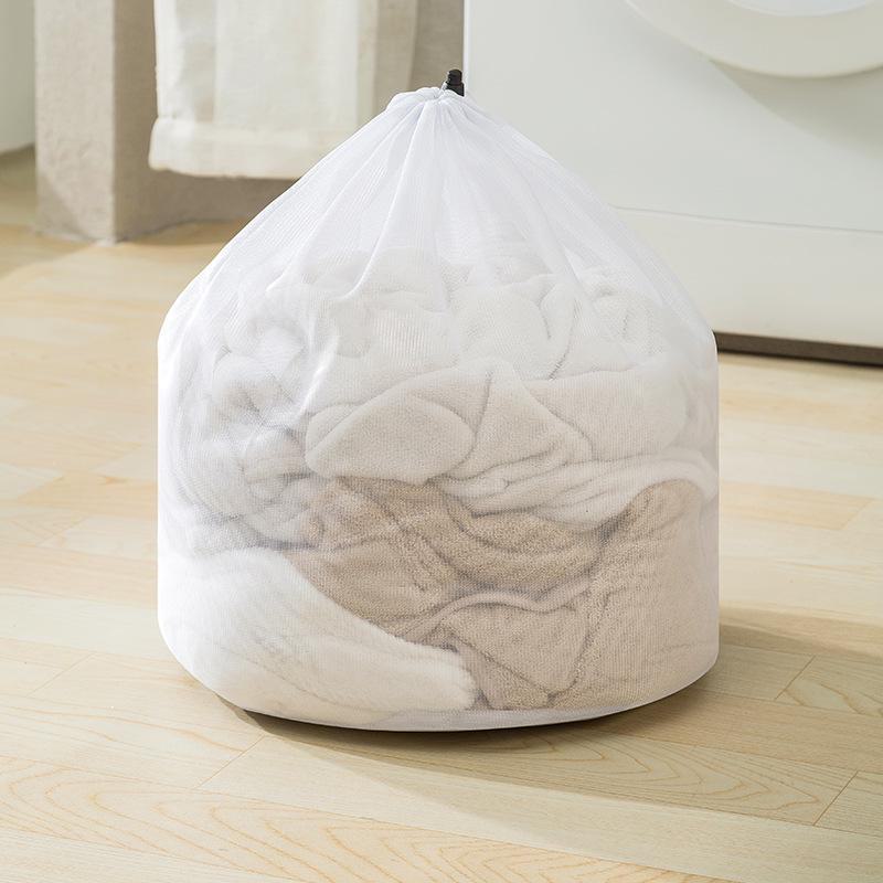 Thickened Drawstring Laundry Bag with Coarse and Fine Net for Large Towels