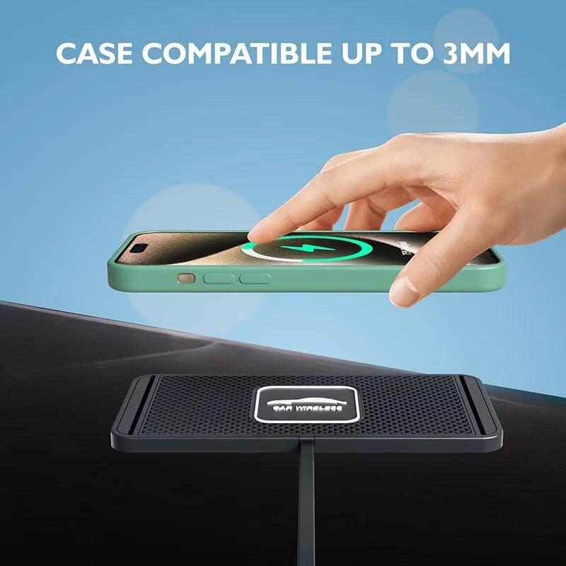 Car Wireless Charger Silicone Non Slip Pad Car Phone Charger PD USB Fast Car Wireless Charging Station for iPhone Samsung Xiaomi