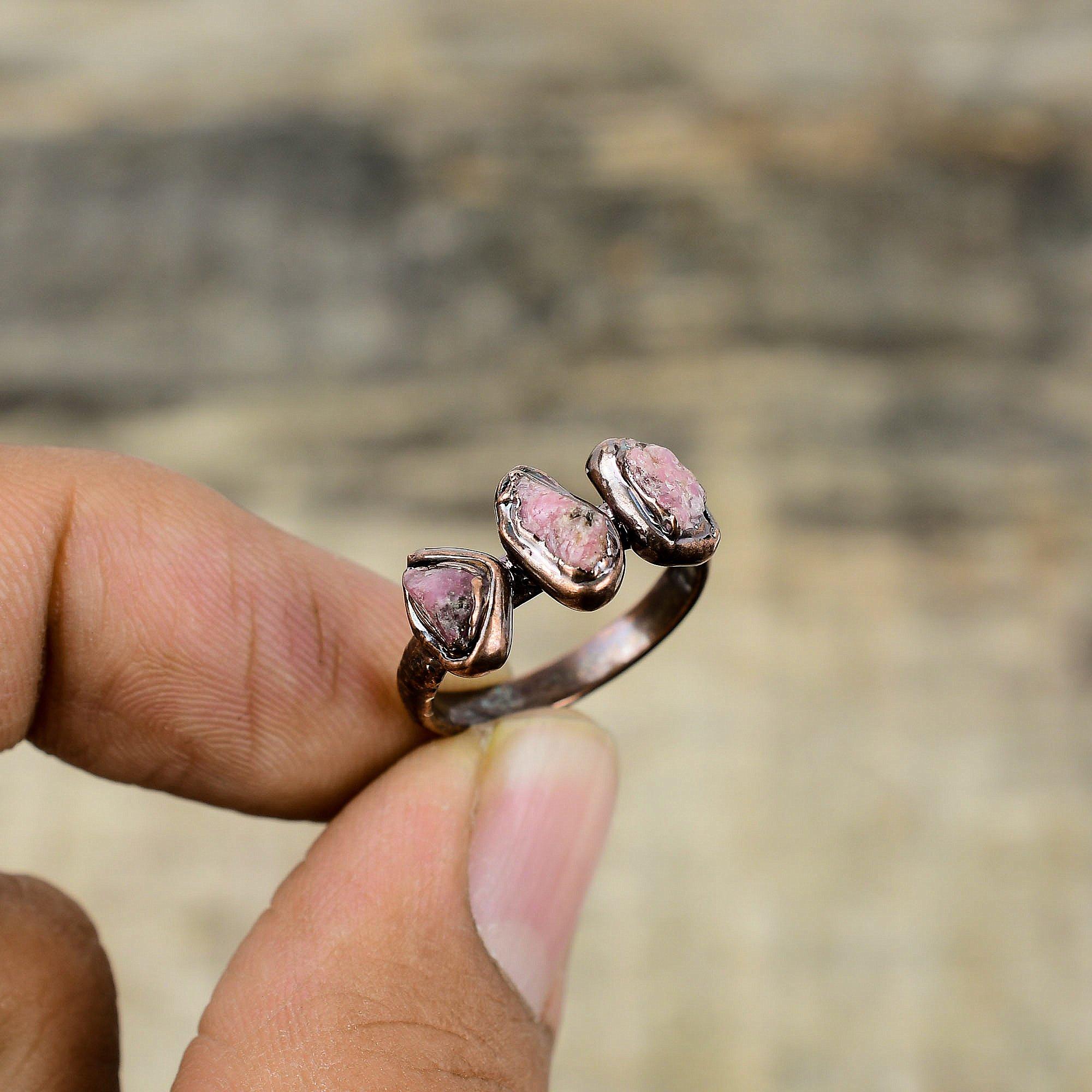 

Pink Tourmaline Rough Ring Electroformed Copper Ring Handmade Jewelry Electroformed Copper Jewelry Real Gemstone Ring Available In Ring Size Adjustable