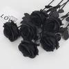Artificial Black Roses Fake Flowers Long Stem with No Container for Halloween Festival Home Decor Wedding Party Tabletop Decor