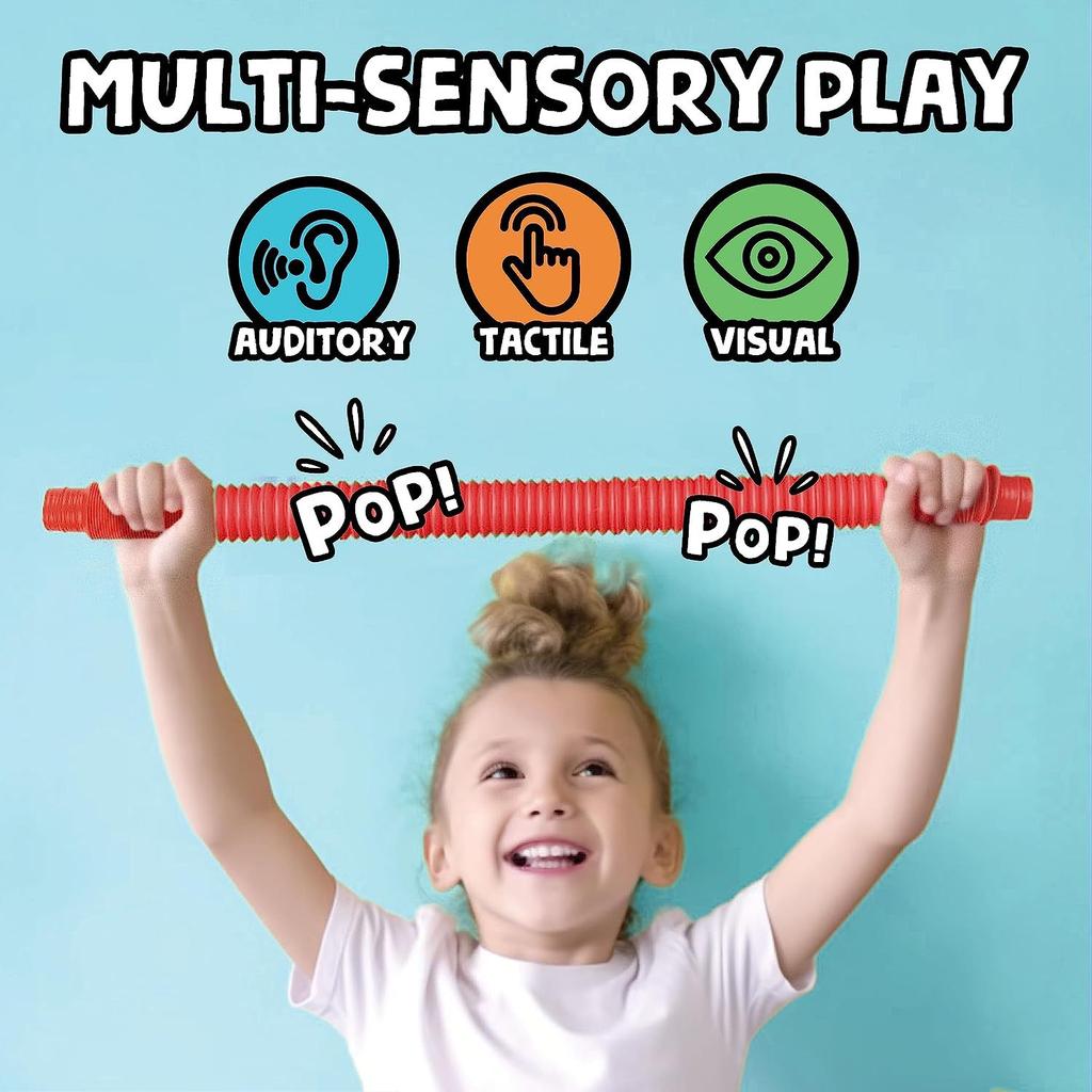 Big Size Pop Tubes Fidget Toys Connectable Extendable Colorful Telescopic Tubes Sensory Toys For Stress Relief Kids Adult Toys