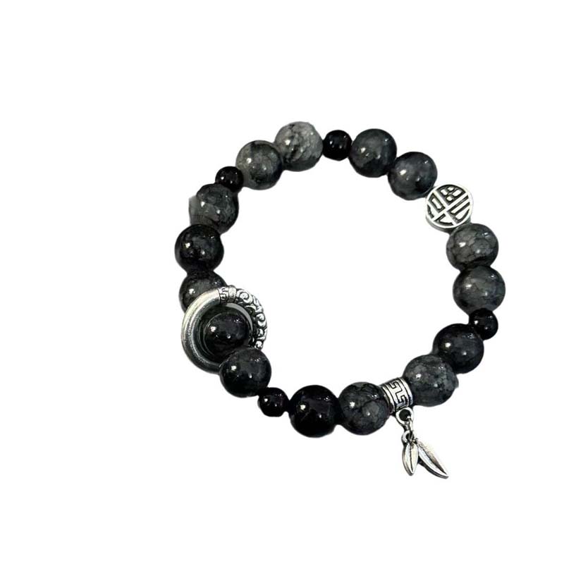 Chinese Style Black Ice Cracking Beaded Bracelet For Men Women Punk Hip Hop Adjustable Handmade Couple Charms Bracelet Jewelry