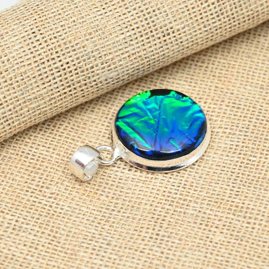 Solid 925 Silver Blue Triplet Opal Gemstone Bländande handgjorda smyckeshänge för henne