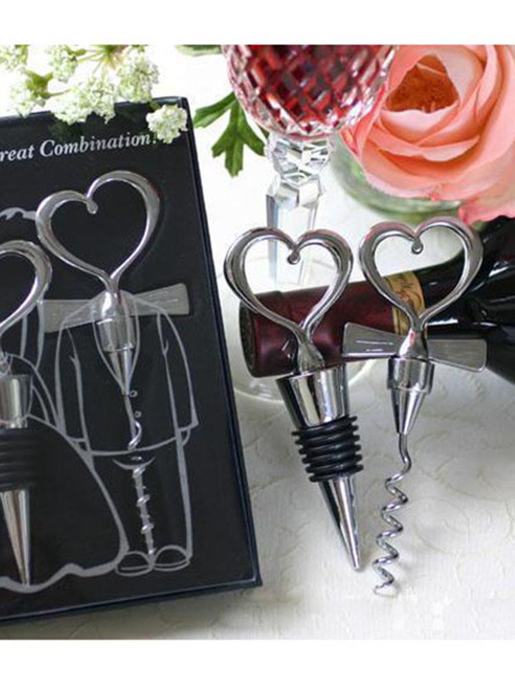 Love Heart Corkscrew Bottle Opener Set Stainless Steel Wine Bottle Stopper Red Wine Bottle Opener for Guests Bottle Opener