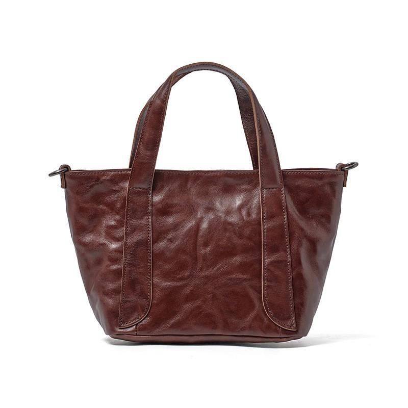 First Layer Of Tree Paste Tanned Cowhide Women's Bag Retro All-matching Portable Tote Cross-border New Leather Cross-shoulder