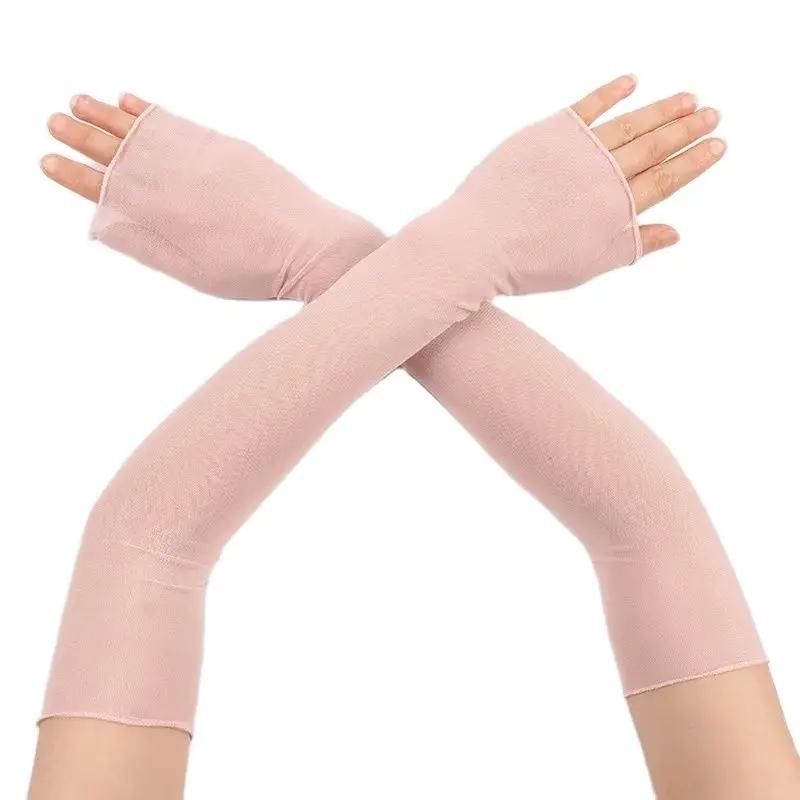 Women Sexy High Elasticity Breathable Thin Mesh Transparent Tight Fingerless Gloves Summer Sun Protection Ruffles
