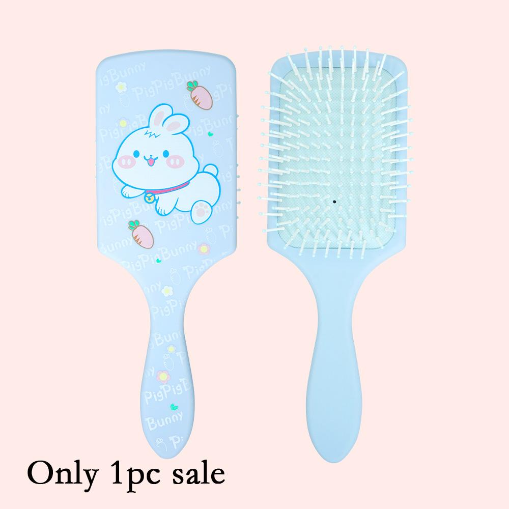 Cute Pig & Rabbit Family Air Cushion Comb - Soft Massage Bristles, Lovely Cartoon Design for Girls & Daily Hair Care