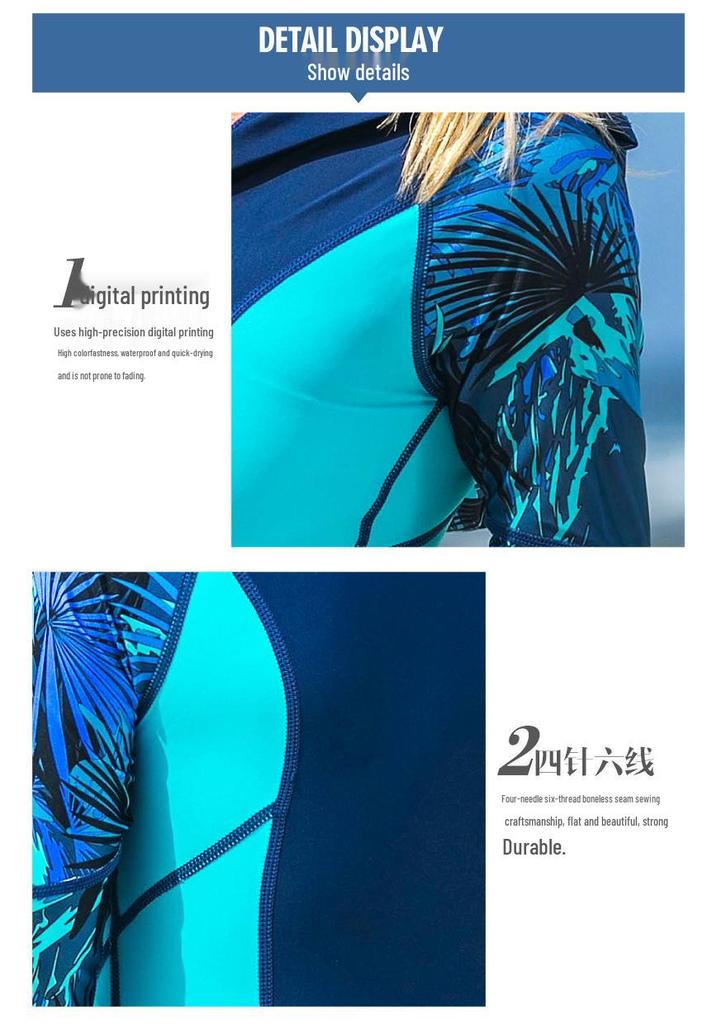 Shabate Women's Quick-drying Long Sleeve Sun Protection Wetsuit for Snorkeling and Free Diving