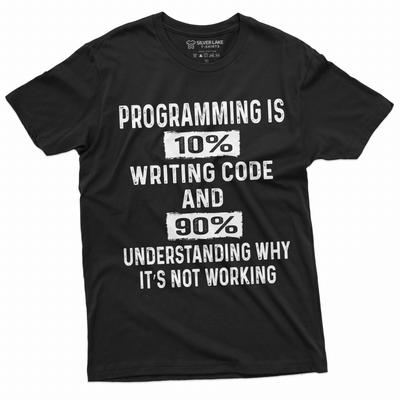 Lustiges Programmierer 100% Baumwolle T-Shirt Herren Oberteile Top Programmiercode Coding T-Shirt Softwareentwickler Shirt
