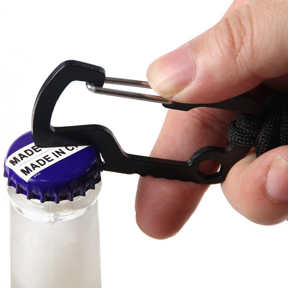 Multi-Function Stainless Steel EDC Carabiner with Bottle Opener & Quick Release Hook