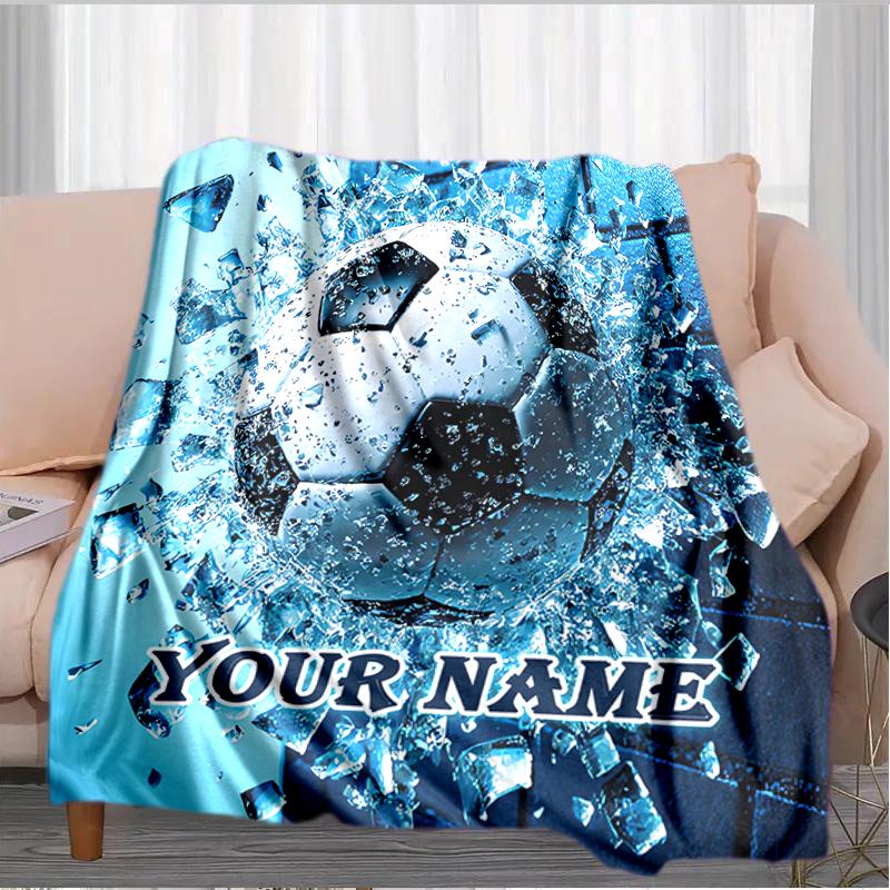 1PC Custom Name Soccer Ball Glass blanket versatile,all-season throw suitable for the living room,bedroom,camping,travel,and gift