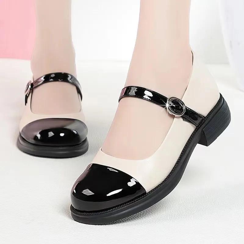 women fashion sweet light brown comfort square heel shoes for office career party lady elegant beige footwear ab545