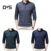 Herren Businesshemd Slim Fit Revers Langarm T-Shirt Einfarbiges Oberteil für Männer mittleren und älteren Alters für die Arbeit im Alltag