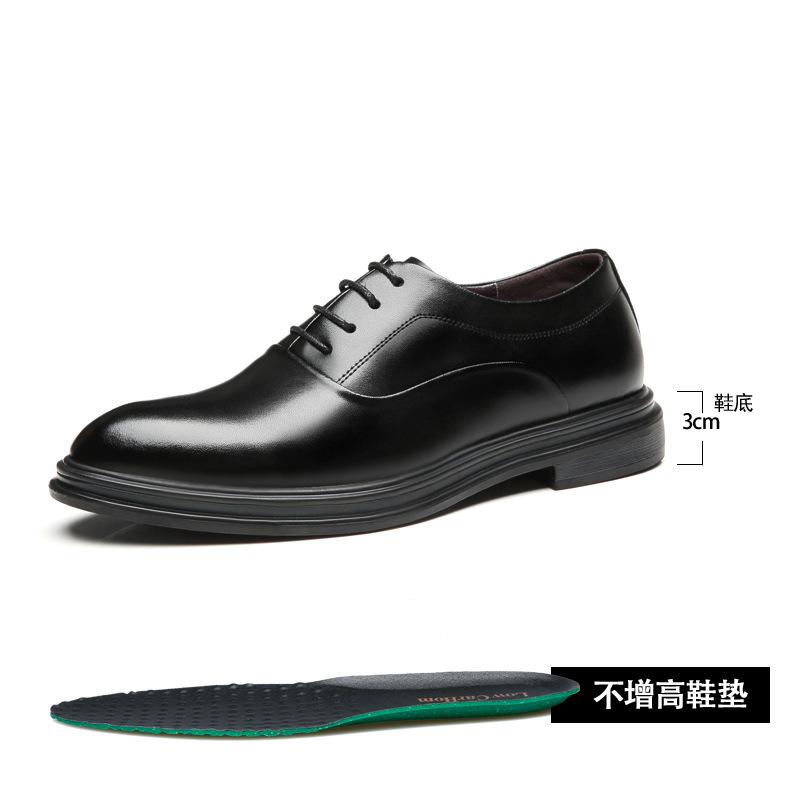 Invisible Inner Height Increase 8cm Leather Shoes Men's Korean Version Genuine Leather Men's Shoes Business Dress Black Pointed Photo Wedding Shoes