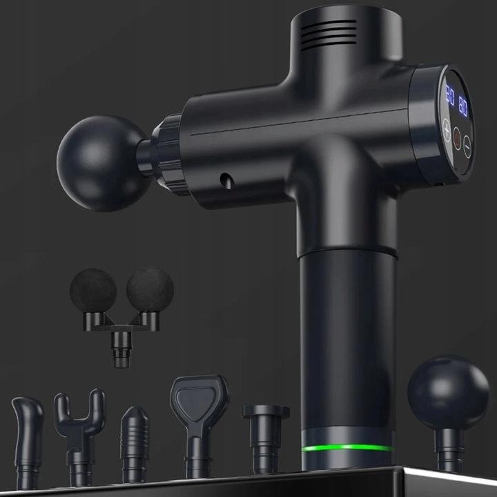 Pistolet Do Masażu Pleców Ciała Stóp Masażer Massage Gun 7 Końcówek Zestaw