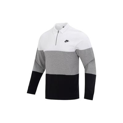 Retro Sport Atmungsaktives Langarm-T-Shirt mit gespleißtem Markenlogo und überschnittenen Schultern Herren Tops Grau FB7798-100