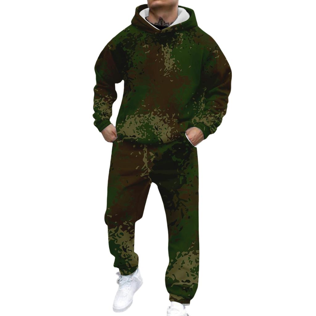 Herren Casual und personalisiert bedrucktes Langarm-Kapuzensweatshirt, Herren Sport-Sweatshirt und Sweatpants zweiteiliges Set