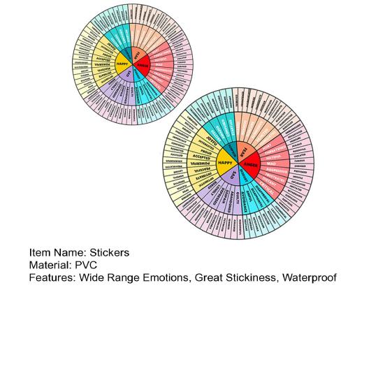 2 stk Telefonklistremerker Følelseshjul Følelsesoversikt Vanntett Gjenbrukbar Bredt utvalg Følelser Dekorativt selvklebende Fjernbare Kjøleskapsdekaler Gave