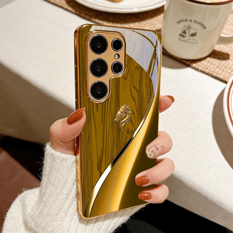 Dragon Texture Electroplated Golden Phone Case For Samsung Note 10 20 A06 A07 A12 A13 A14 A15 A16 A17 A22 A23 A25 Glass Cover