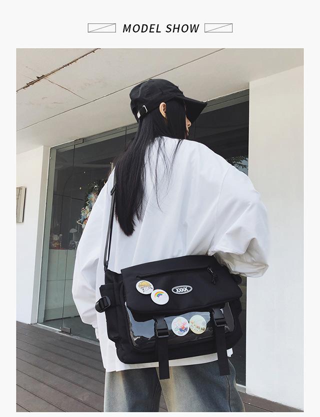 Korean-Style Versatile Messenger Backpack: Trendy Large-Capacity Crossbody for College Students