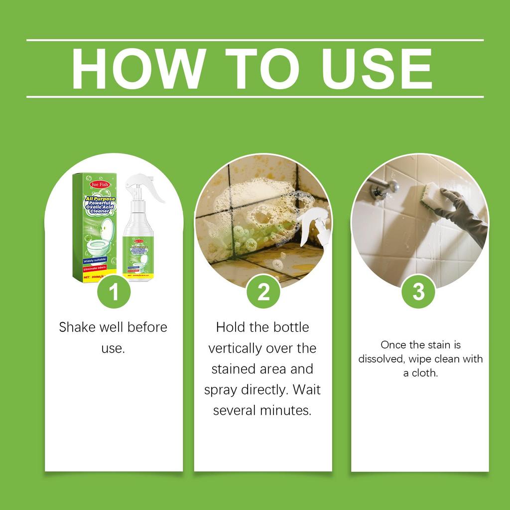 Jue Fish Multi-Purpose Household Cleaning Spray, Deep Bathroom and Kitchen Cleaner, Household Stain and Oil Remover 200ml