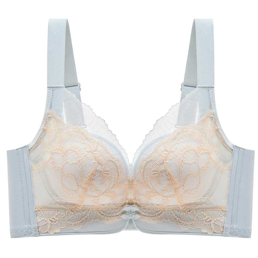 New Year's Red Bra Lace Small Breasts Gathered Adjustment Breast Bra Medium Thick Cup Sliding Cotton Bra