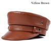 Unisex Genuine Leather Captain Cap, Vintage Punk Motorcycle Military Hat, Harajuku Rock Flat Top Beret for Men and Women