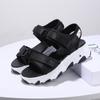 Sandalen für Damen im Sommer 2024, Strandschuhe mit flacher Sohle und trendigen Streifen, Sportsandalen mit Klettverschluss und dicker Sohle