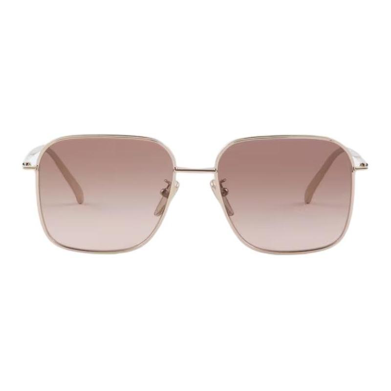 Prada Temple Logo Design Metal Square Sunglasses Women's Light Gold Light gold F basic packaging-glasses case + packaging box