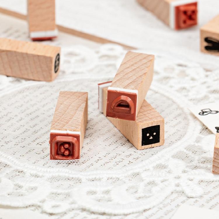 42Pieces Wood Scrapbooking Stamp Geomotric Themed Stamp Letter Number Stamp for Scrapbooking Card Making Journal Album