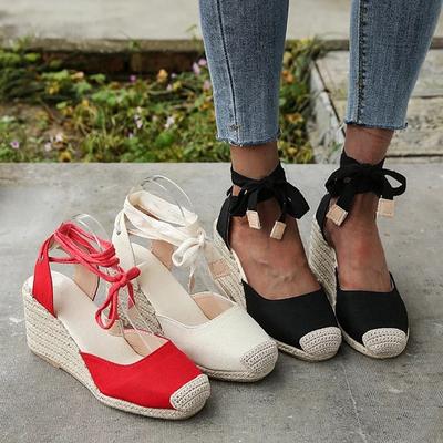 Women's Wedges Espadrilles Summer 2024 New Ankle Strap Gladiator Sandals Woman Hemp Bottom Casual Shoes Plus Size 43 Sandals