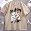Life Is Better with Cats Graphic T Shirts Funny Valentines Day Cotton Short Sleeve Round Neck Tshirts Streetwear Loose Tops