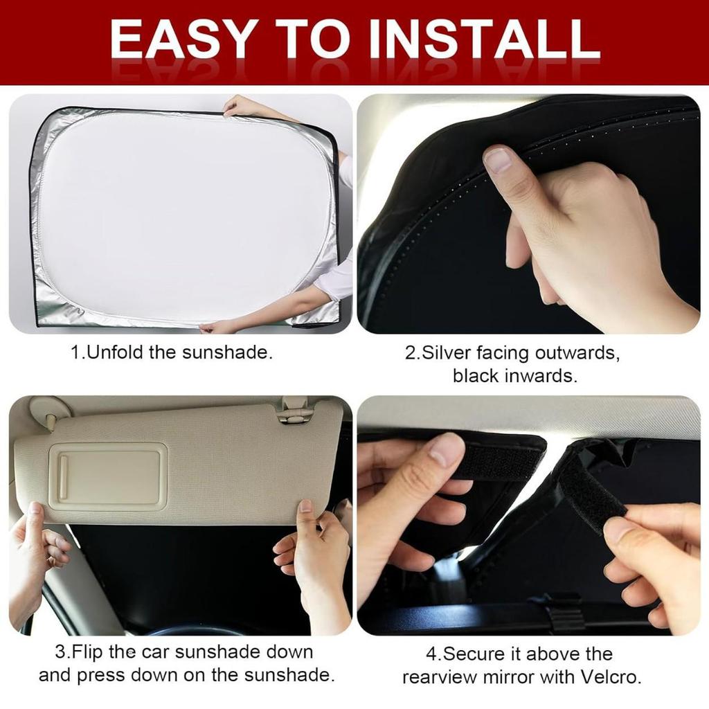Foldable Titanium Silver Windshield Sunshade Visor