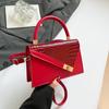 Korean Style Faux Leather Patchwork Bag for Women Stone Texture Square Shoulder Purse Casual Commuter Handbag CLE