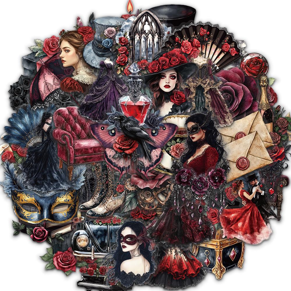 50PCS Masked Ball Graffiti Stickers Scrapbooking Collage Decoration Dance Party Guitar Mobile DIY Waterproof Stickers