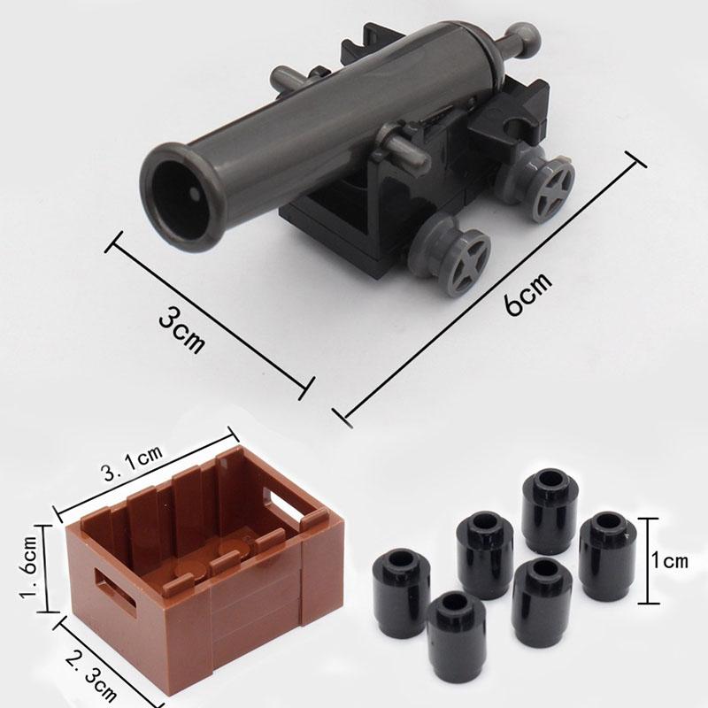 MOC Medieval Army Weapons Building Blocks Cannon Pirate Ship Soldiers Figures Military War Scene Assembling Mini Brick Toy Gifts