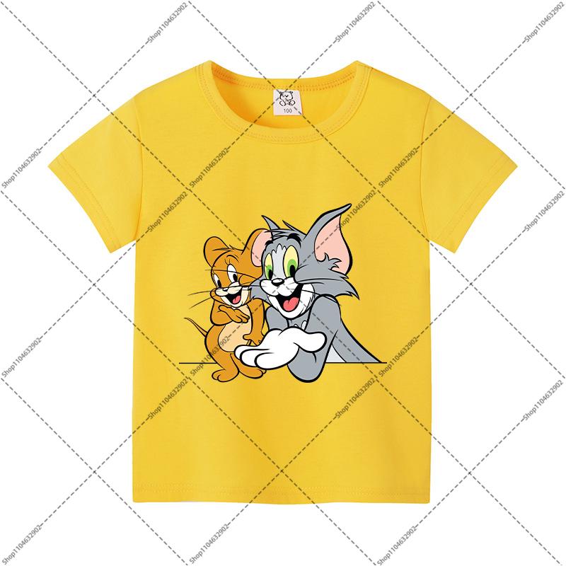 Tom and Jerry Cute T-shirts Cartoon Anime Pattern Printed Short Sleeve Unisex Summer Clothes Comfortable Breathable T-shirt Gift