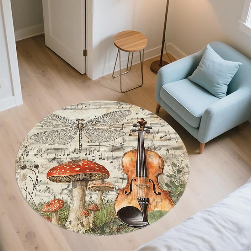 Vintage Dragonfly,Round Area Rug,Carpet Rug for Living Room Bedroom Sofa Playroom Decor,Non-slip Floor Mat