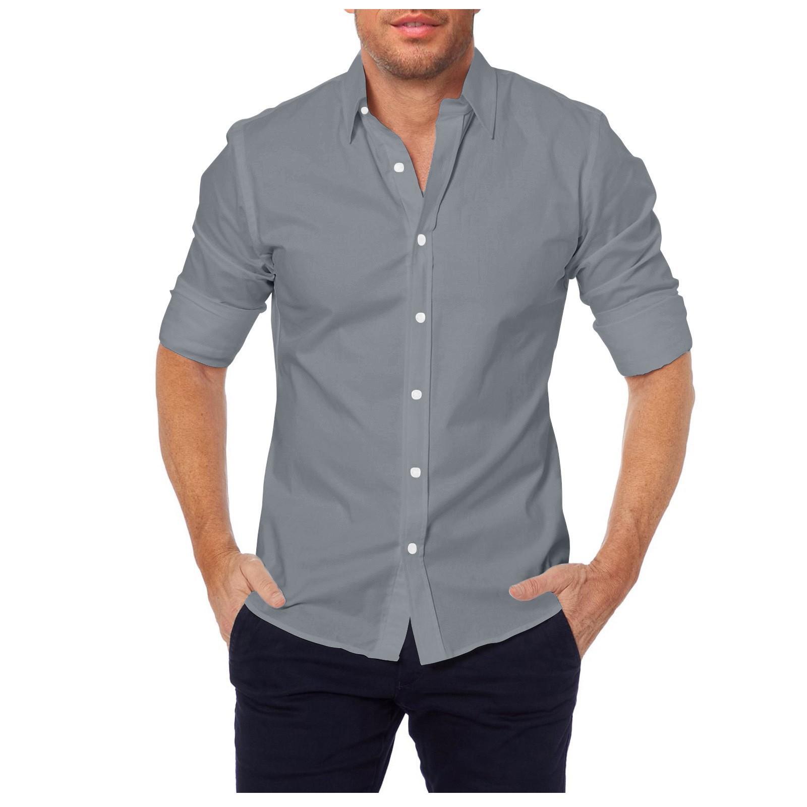 

Мужская повседневная рубашка с длинными рукавами без воротника, рубашка на молнии с воротником-стойкой, летний топ S