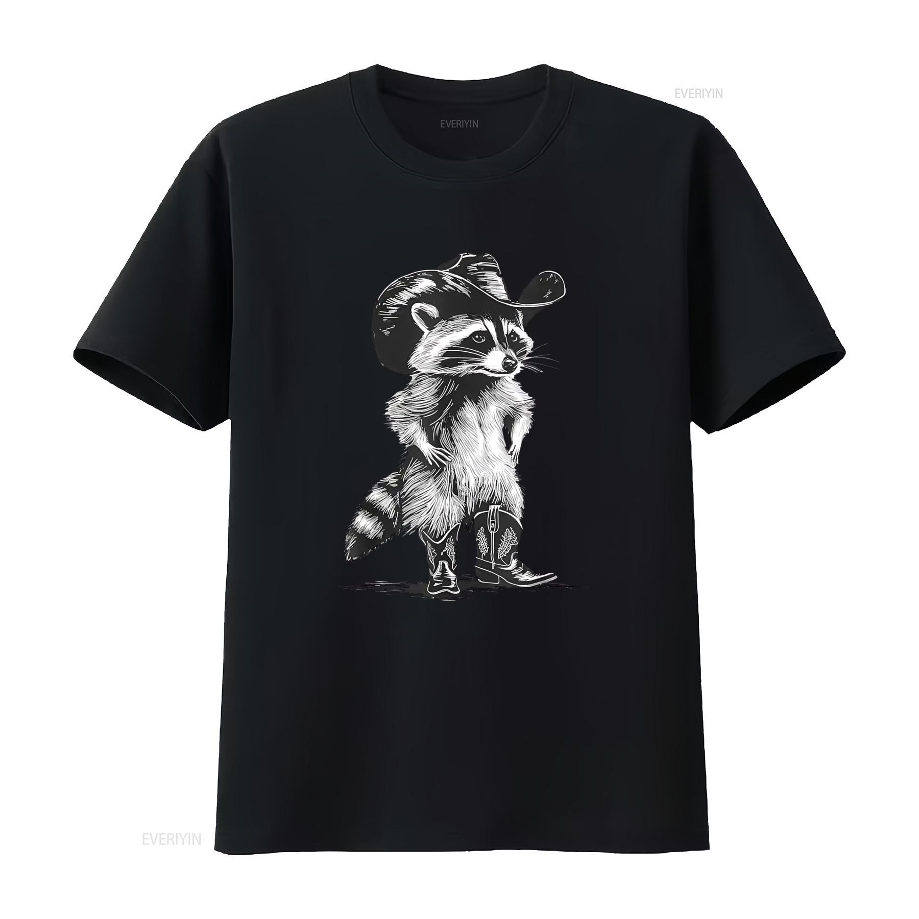 

Racoon Cowboy Funny Meme T Shirt Unique Design for Western Fashion Lovers vintage Washed streetwear fashion Stretched homme 4XL