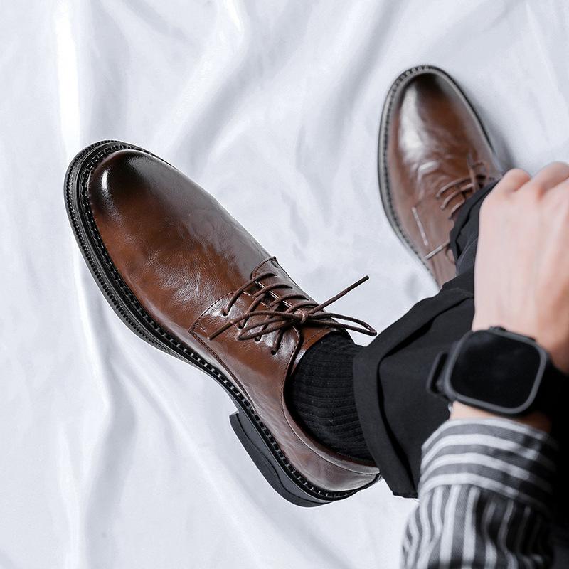 Brock Lederschuhe Herren Britischer Stil Businesskleid Herren Leder Weiche Sohle Casual Derby Hochzeit Trendschuhe