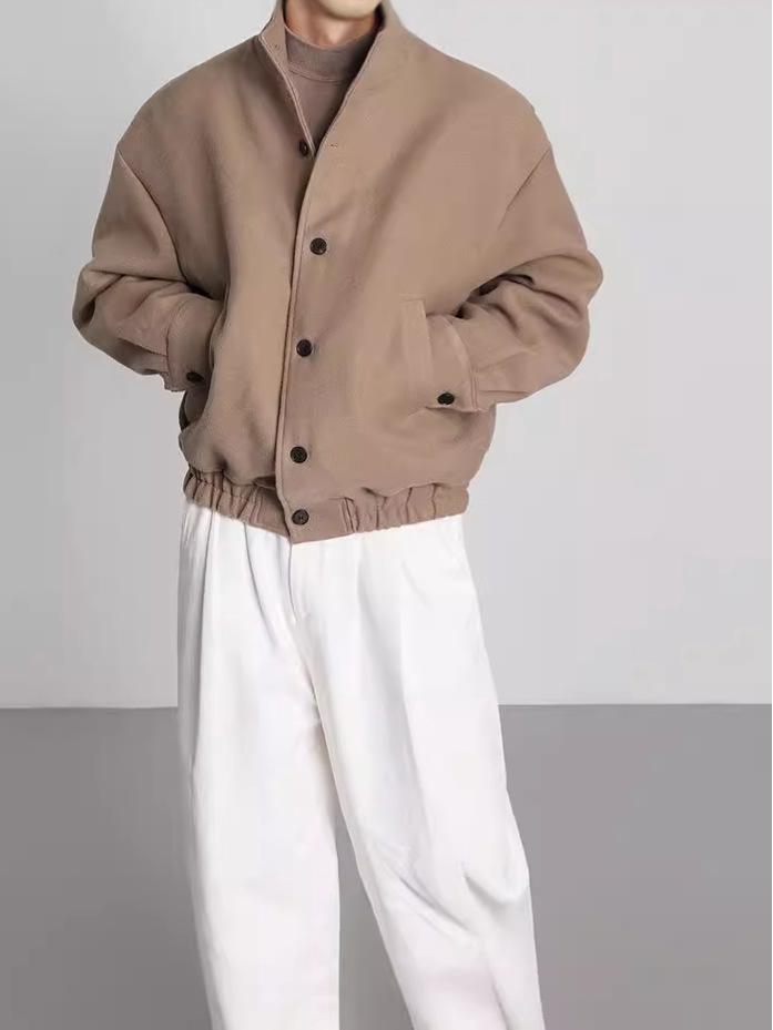 Pánská trendy vlněná bunda se stojáčkem - Korejský styl pro jaro a podzim