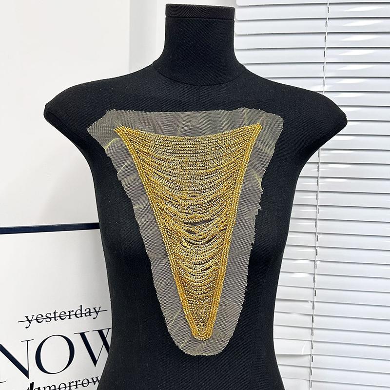 1Pcs Lace Tassel Sequin Patch DIY Sewing Applique Wedding Dress Back Decoration Stage Performance Clothing Coat Accessories