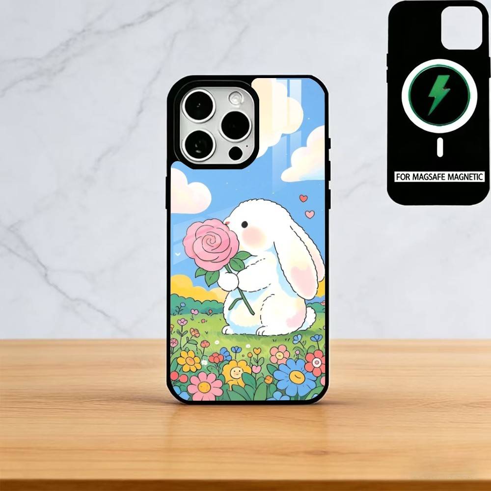 

Bunny Kawaii Phone Case For iPhone17,16,15,14,13,12,11 Plus,Pro Magnetic For Magsafe Wireless Charging iPhone15