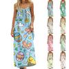 Women's Fashion Backless Spaghetti Strap Casual Loose-Fit Easter Print Dress