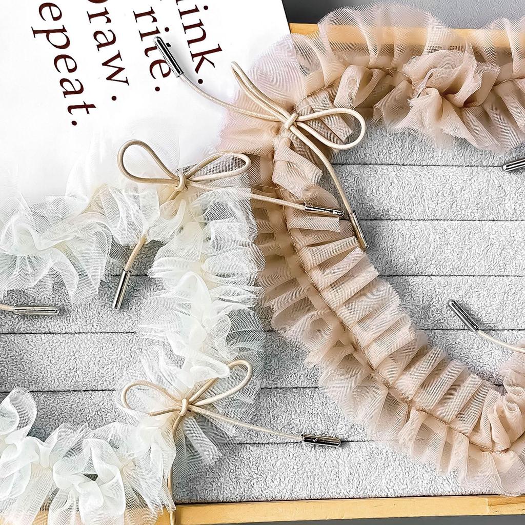 Irregular Mesh Pleated Lace Handmade Bow Heart-Shaped Decal Clothing Cloth Sticker Corsage