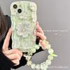 Apple 15 Mobile Phone Case Cartoon Green Bracelet Oil Painting Flower iPhone16ProMax/12/11/xs/xr